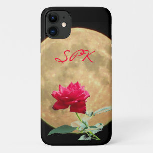 Full Moon and Red Rose Personalized iPhone 11 Case