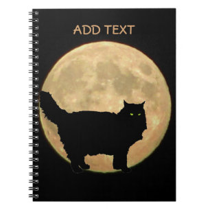 Full Moon and Standing Black Cat Silhouette Notebook