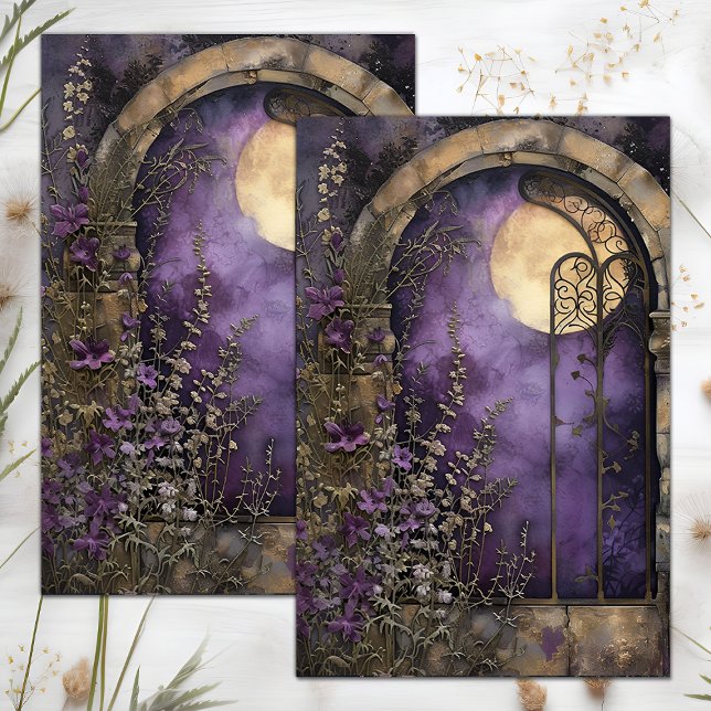 FULL MOON AND STONE GARDEN ARCH DECOUPAGE TISSUE PAPER (FULL MOON AND STONE GARDEN ARCH DECOUPAGE TISSUE PAPER)