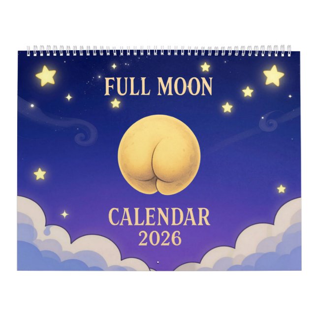 Full Moon Animals 2026 Funny Wall Calendar (Cover)