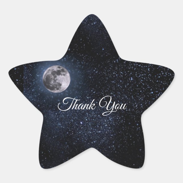 Full Moon Astrology Stars Celestial Blue White  Star Sticker (Front)