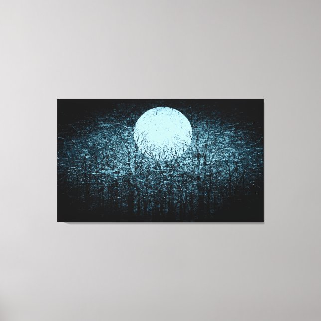 Full moon at winter night | Black and White Art 3 Canvas Print (Front)
