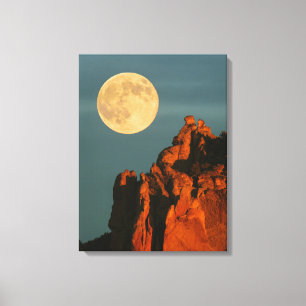 Full Moon   Basalt Cliffs Smith Rock State Park Canvas Print