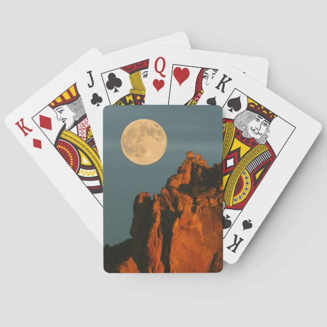 Full Moon | Basalt Cliffs Smith Rock State Park Playing Cards (Back)