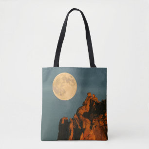 Full Moon   Basalt Cliffs Smith Rock State Park Tote Bag