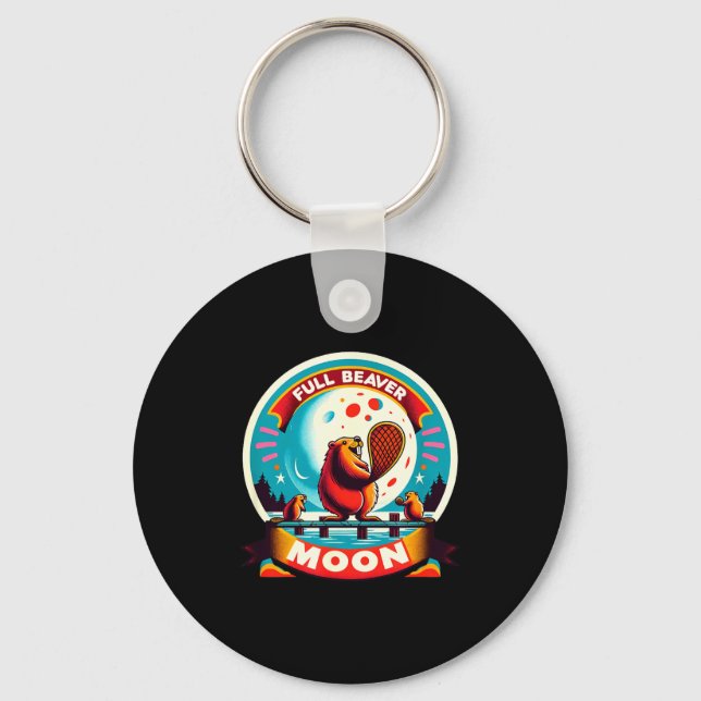 Full Moon Beaver  Keychain (Front)