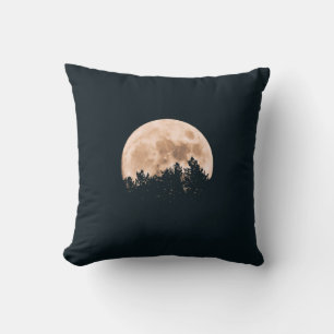 FULL MOON BEHIND A TREE SILHOUETTES THROW PILLOW