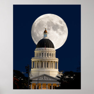 Full Moon Behind Capital Building Postcard Poster