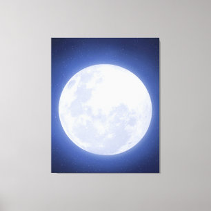 Full Moon Blue Aura Stretched Canvas Print