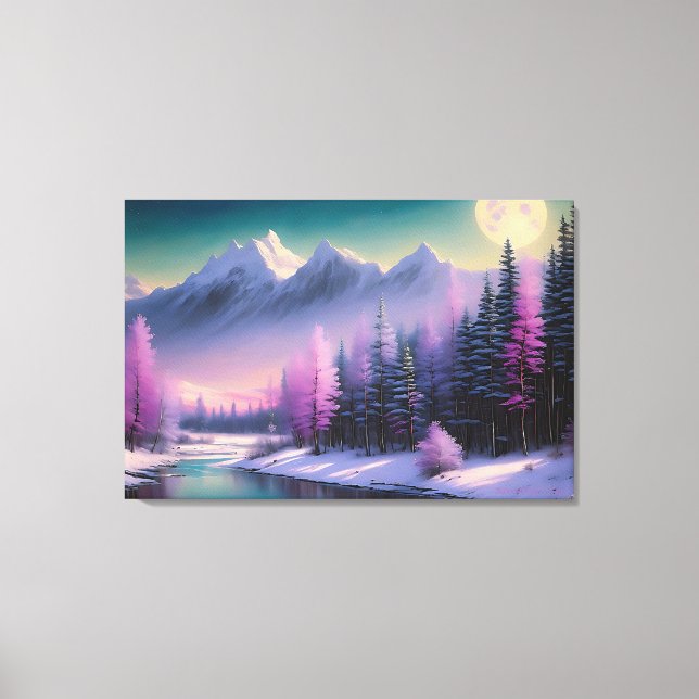 "Full Moon", by BarryDyar ©, Painting Landscape Canvas Print (Front)