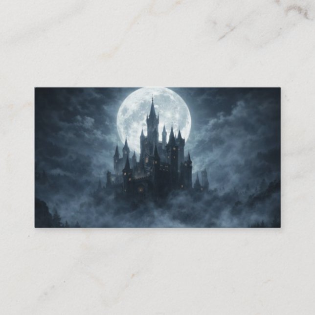 Full Moon Castle Fantasy Business Card (Front)