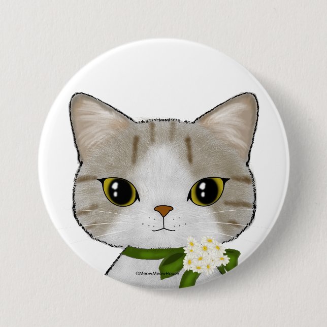 Full Moon Cat 3 Inch Round Button (Front)