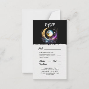 Full moon celestial black magenta elegant advice card