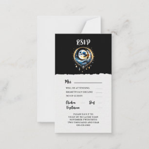Full moon celestial starry night elegant rsvp advice card
