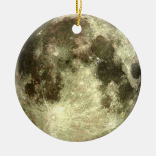 Full Moon Christmas Ceramic Ornament (Front)