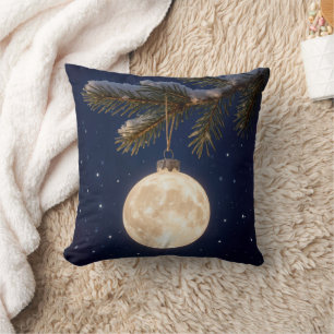 Full Moon Christmas Ornament Throw Pillow
