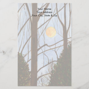 Full Moon Christmas Tree Farm Stationery