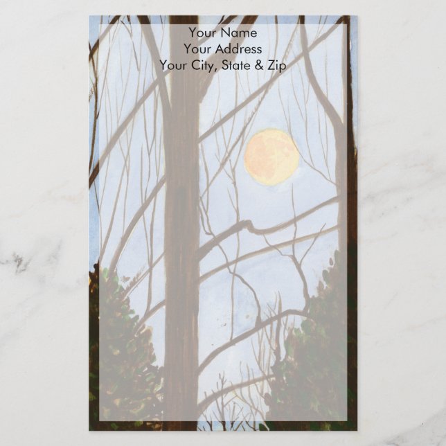 Full Moon Christmas Tree Farm Stationery (Front)