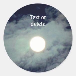 Full Moon Clouds Nature Personalized Classic Round Sticker