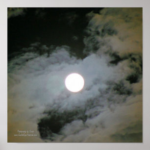 Full Moon Clouds Night Sky Nature Poster