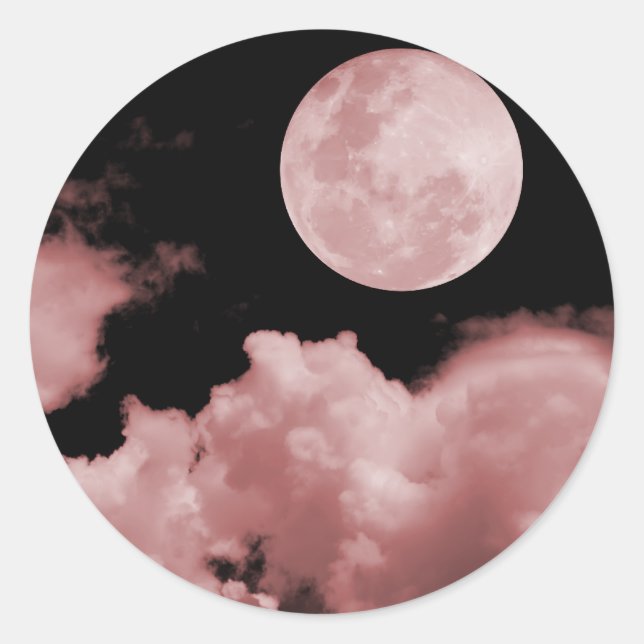 FULL MOON CLOUDS RED CLASSIC ROUND STICKER (Front)