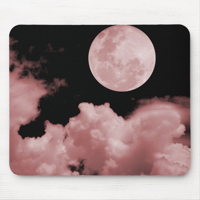 FULL MOON CLOUDS RED MOUSE PAD (Front)