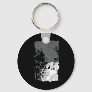Full Moon Crow Gloomy Forest Costume Awesome Hallo Keychain