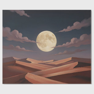 Full Moon Desert Canyon Night Landscape Wrapping Paper