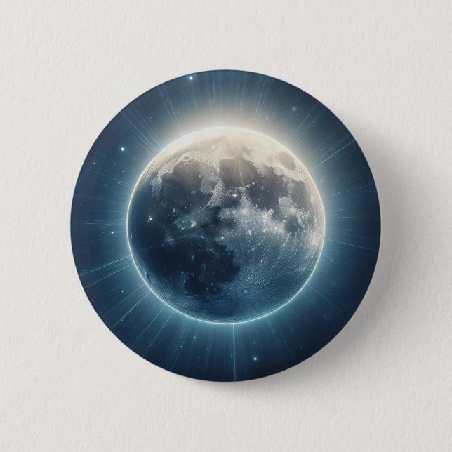 Full Moon Eclipse White Glow 2 Inch Round Button (Front)