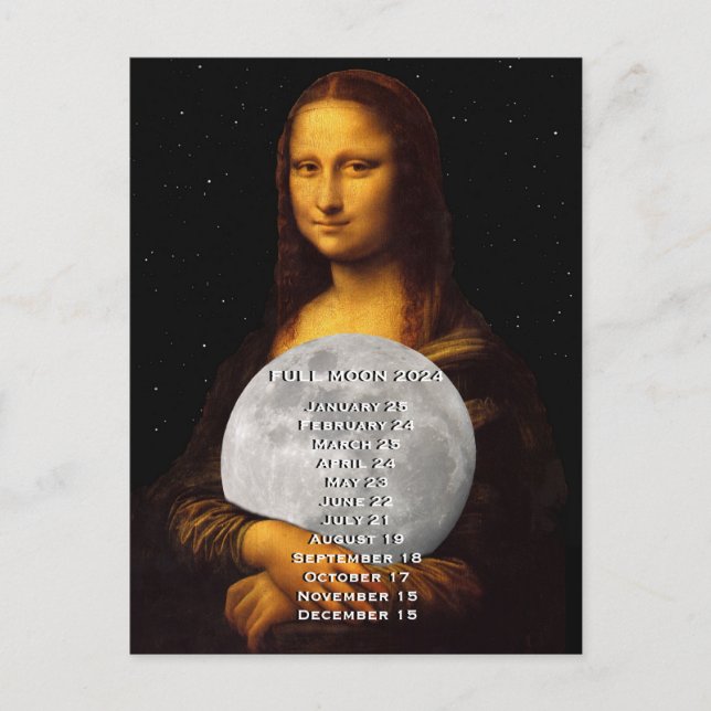 Full Moon Europe Calendar 2024  Postcard (Front)