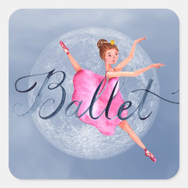 Full Moon Fantasy Pretty Ballerina Ballet  Square Sticker (Front)