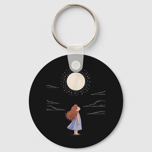 Full Moon Feelings Design Astrology Zodiac Space  Keychain (Front)