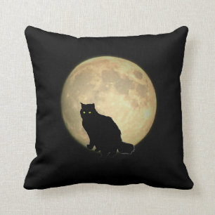 Full Moon Feline three Throw Pillow