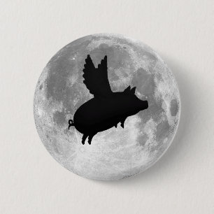 full moon flying pig button