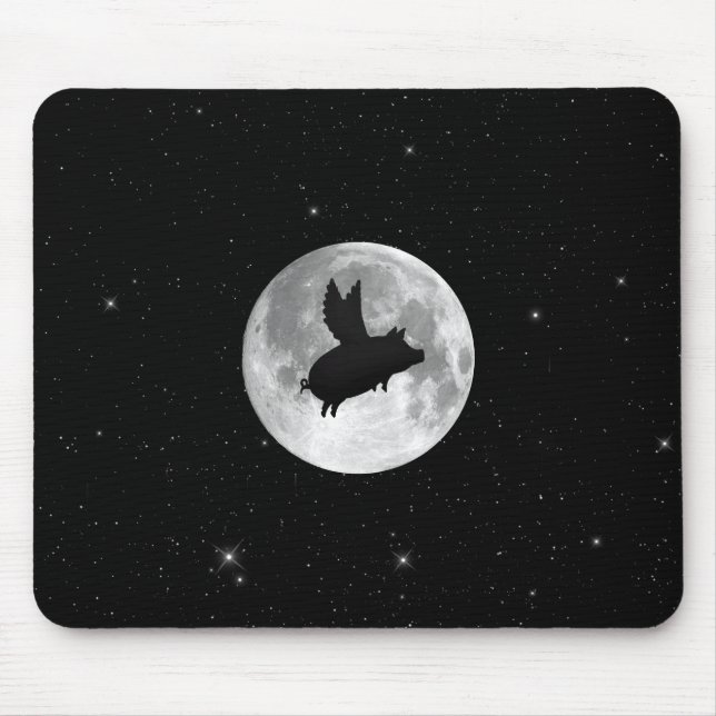 full moon flying pig mouse pad (Front)