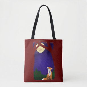 Full moon fox tote bag
