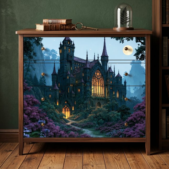 Full Moon Glowing Gothic Castle Decoupage Tissue Paper (Creator Uploaded)