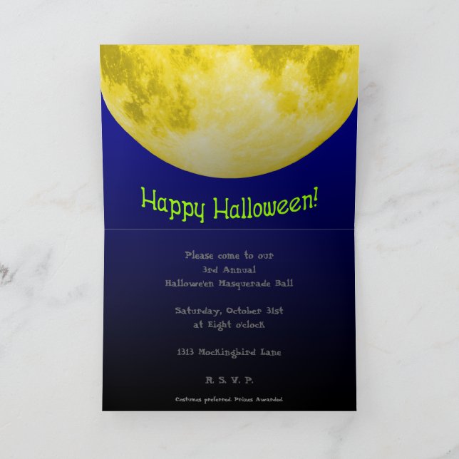 Full Moon Halloween Invitation Card (Inside)