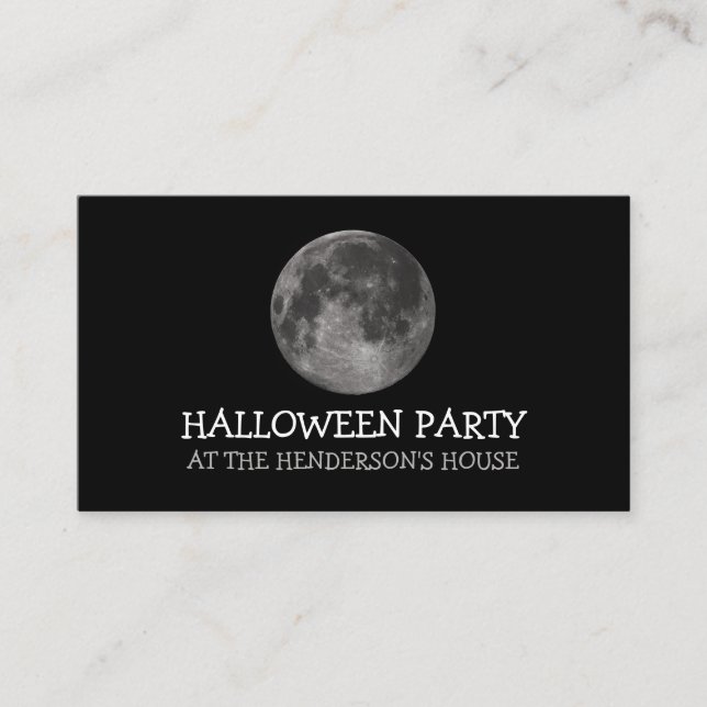Full Moon, Halloween Party Invitation (Front)