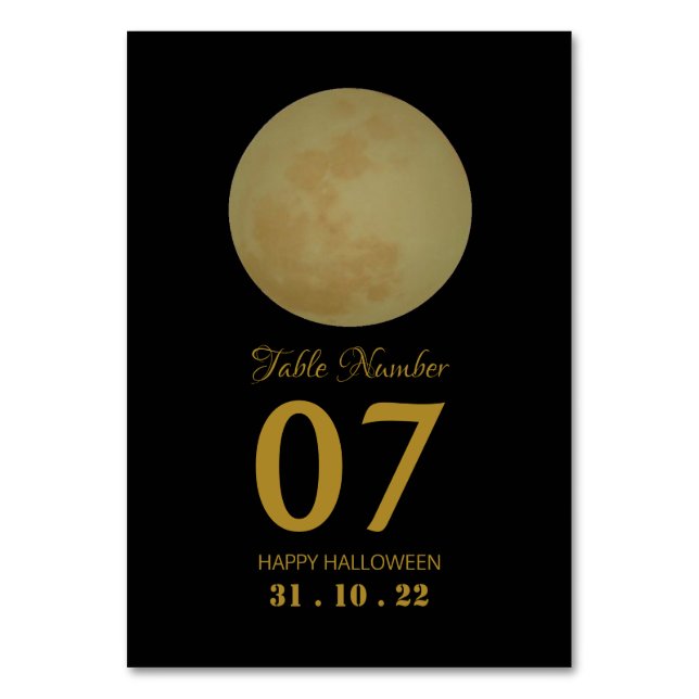 Full Moon, Halloween Party Table Number (Front)