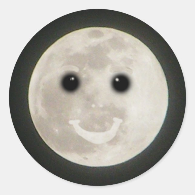Full Moon Happy Face Sticker (Front)