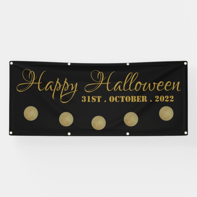 Full Moon, Happy Halloween Banner (Horizontal)