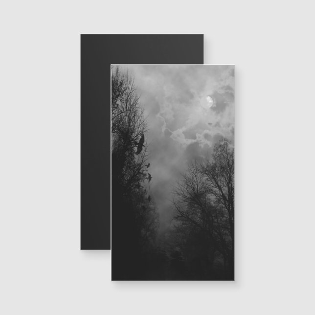 Full Moon Haunted Sky with Ravens Magnetic Card (Front/Back)