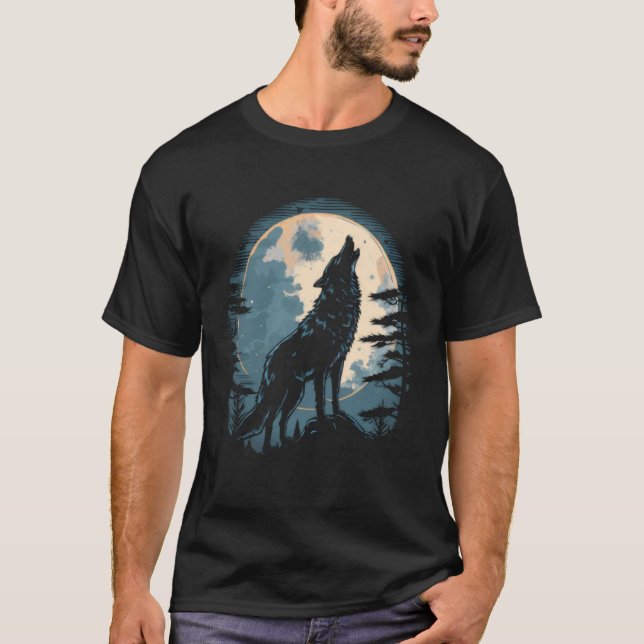 Full Moon Howling Wolf Wolves   2 T-Shirt (Front)