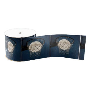 Full Moon In a Basketball Net Grosgrain Ribbon