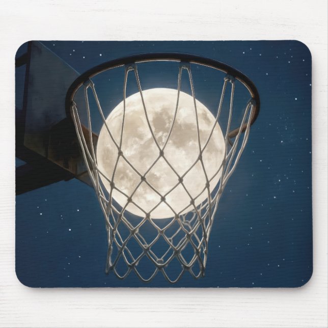 Full Moon In a Basketball Net Mouse Pad (Front)