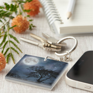 Full Moon in a Starry Sky Keychain