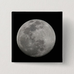 Full moon in black and white. Credit as: Arthur 2 Inch Square Button