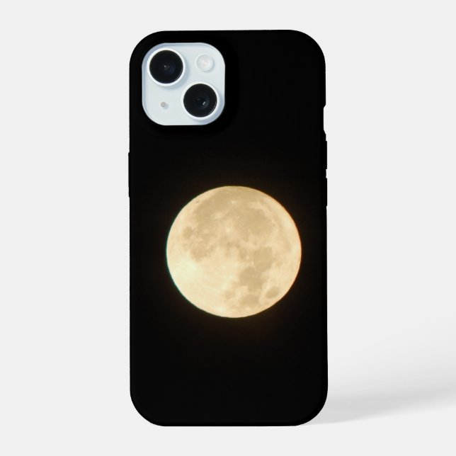 Full Moon in Black Sky iPhone 15 Case (Back)