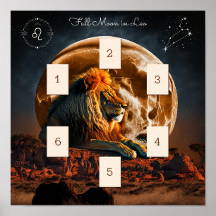 Full Moon in Leo Tarot Spread Poster